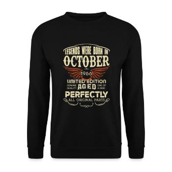 Legends Were Born In October 1966 Birthday - Unisex Pullover - Schwarz - Vorne - Alina (178cm) & Michal (187cm)