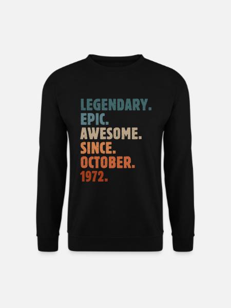 1972 October Vintage Birthday Gift - Unisex Sweatshirt - black