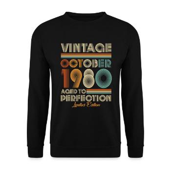 Vintage Aged To Perfection October 1980 - Unisex Sweatshirt - black - Front - Alina (178cm) & Michal (187cm)