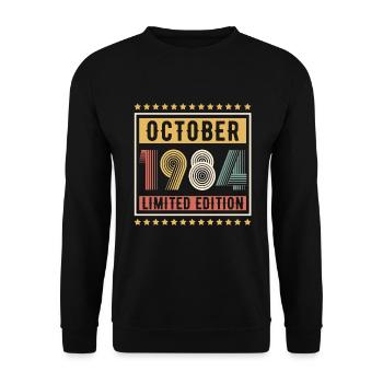 Vintage October 1984 Limited Edition Birthday - Unisex Pullover - Schwarz - Vorne - Alina (178cm) & Michal (187cm)
