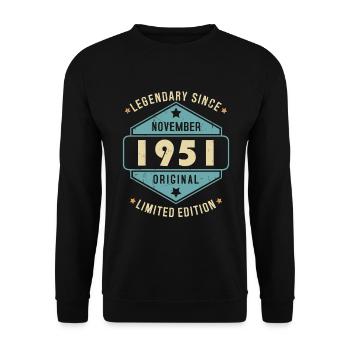Novembre 1951 Vintage Retro Anniversaire - Sweat-shirt Unisexe - noir - Devant - Alina (178cm) & Michal (187cm)