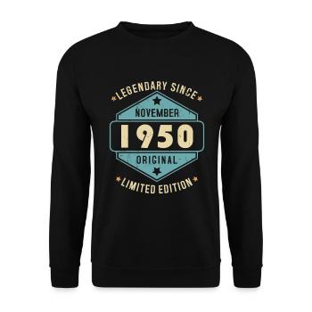 Novembre 1950 Vintage Retro Anniversaire - Sweat-shirt Unisexe - noir - Devant - Alina (178cm) & Michal (187cm)