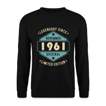 Novembre 1961 Vintage Retro Anniversaire - Sweat-shirt Unisexe - noir - Devant - Alina (178cm) & Michal (187cm)