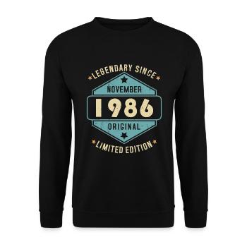 Novembre 1986 Vintage Retro Anniversaire - Sweat-shirt Unisexe - noir - Devant - Alina (178cm) & Michal (187cm)