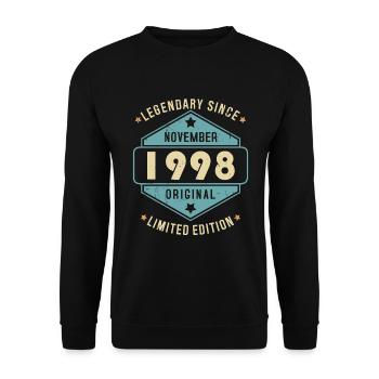 Novembre 1998 Vintage Retro Anniversaire - Sweat-shirt Unisexe - noir - Devant - Alina (178cm) & Michal (187cm)