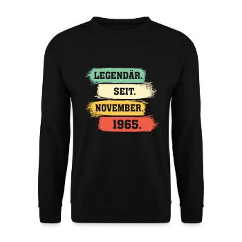 Legendär seit November 1965 Geburtstag Geschenk - Unisex Pullover - Schwarz - Vorne - Alina (178cm) & Michal (187cm)