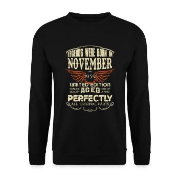 Legends Were Born In November 1959 Birthday - Unisex Pullover - Schwarz - Vorne - Alina (178cm) & Michal (187cm)