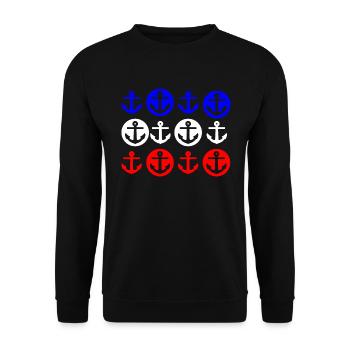 Anker Maritim Blau Weiss Rot Kreis Reihe - Unisex Pullover - Schwarz - Vorne - Alina (178cm) & Michal (187cm)