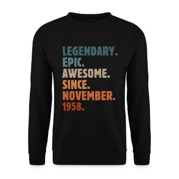 1958 November Vintage Birthday Gift - Unisex Sweatshirt - black - Front - Alina (178cm) & Michal (187cm)
