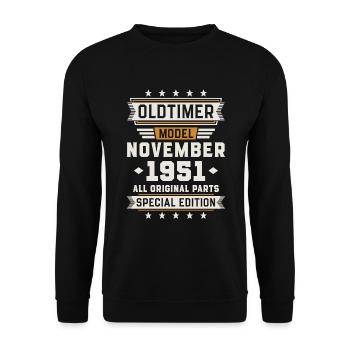 Voiture classique Novembre 1951 Cadeau d’anniversaire - Sweat-shirt Unisexe - noir - Devant - Alina (178cm) & Michal (187cm)
