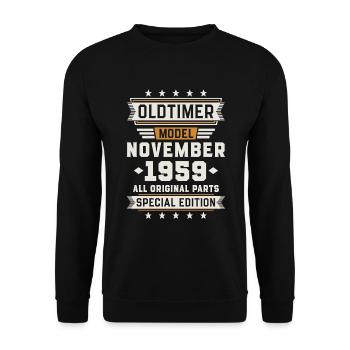 Classic Car November 1959 Birthday Gift - Unisex Sweatshirt - black - Front - Alina (178cm) & Michal (187cm)