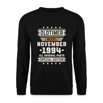 Classic Car November 1994 Birthday Gift - Unisex Sweatshirt - black - Front - Alina (178cm) & Michal (187cm)