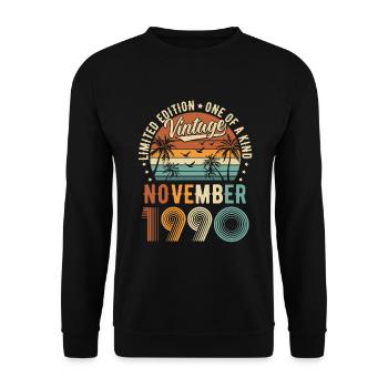 Limited Edition November 1990 Geburtstag Geschenk - Unisex Pullover - Schwarz - Vorne - Alina (178cm) & Michal (187cm)