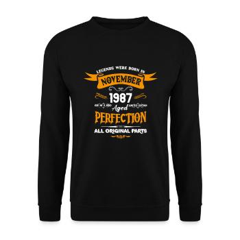 Legends Were Born In November 1987 - Unisex Pullover - Schwarz - Vorne - Alina (178cm) & Michal (187cm)