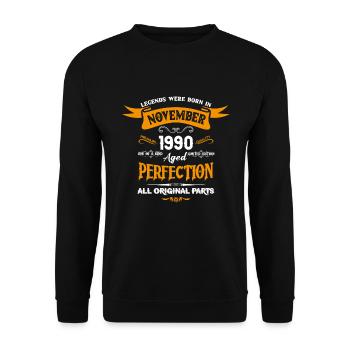 Legends Were Born In November 1990 - Unisex Pullover - Schwarz - Vorne - Alina (178cm) & Michal (187cm)