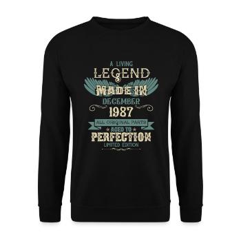 Décembre 1987 Vintage vintage anniversaire - Sweat-shirt Unisexe - noir - Devant - Alina (178cm) & Michal (187cm)