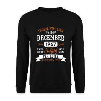 Né Décembre 1967 Cadeau d’anniversaire - Sweat-shirt Unisexe - noir - Devant - Alina (178cm) & Michal (187cm)