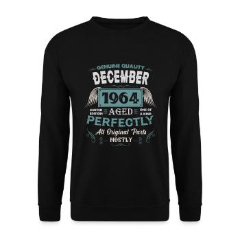 Dezember 1964 Vintage Geburtstag Geschenk - Unisex Pullover - Schwarz - Vorne - Alina (178cm) & Michal (187cm)