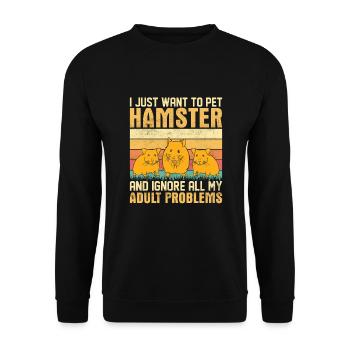 I just want to pet Hamsters - Unisex Sweatshirt - black - Front - Alina (178cm) & Michal (187cm)