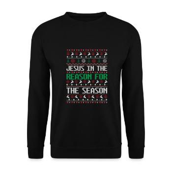 Christmas Reindeer Snow - Ugly Christmas - Unisex Sweatshirt - black - Front - Alina (178cm) & Michal (187cm)