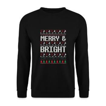 Merry and brignt Ugly Christmas Sweater - Unisex Sweatshirt - black - Front - Alina (178cm) & Michal (187cm)