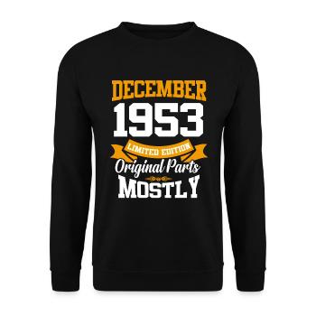 Décembre 1953 Cadeau d’anniversaire vintage - Sweat-shirt Unisexe - noir - Devant - Alina (178cm) & Michal (187cm)