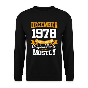Décembre 1978 Cadeau d’anniversaire vintage - Sweat-shirt Unisexe - noir - Devant - Alina (178cm) & Michal (187cm)