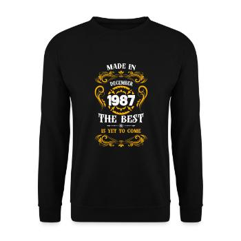 Fabriqué en décembre 1987 Le meilleur - Sweat-shirt Unisexe - noir - Devant - Alina (178cm) & Michal (187cm)