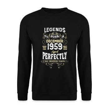 Legends Were Born In December 1959 Birthday - Unisex Pullover - Schwarz - Vorne - Alina (178cm) & Michal (187cm)