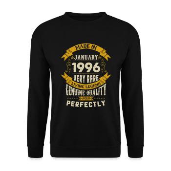Januar 1996 Vintage Jahrgang Geburtstag - Unisex Pullover - Schwarz - Vorne - Alina (178cm) & Michal (187cm)