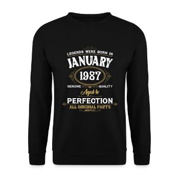 Les légendes sont nées en janvier 1987 - Sweat-shirt Unisexe - noir - Devant - Alina (178cm) & Michal (187cm)