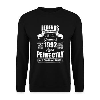Legends Were Born In January 1992 Birthday - Unisex Pullover - Schwarz - Vorne - Alina (178cm) & Michal (187cm)