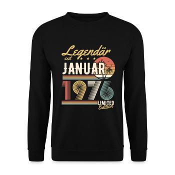 Légendaire depuis janvier 1976 cadeau d’anniversaire - Sweat-shirt Unisexe - noir - Devant - Alina (178cm) & Michal (187cm)