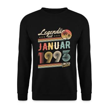Legendary since January 1993 birthday gift - Unisex Sweatshirt - black - Front - Alina (178cm) & Michal (187cm)