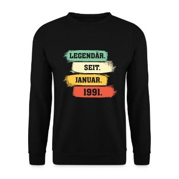 Legendär Seit Januar 1991 - Unisex Pullover - Schwarz - Vorne - Alina (178cm) & Michal (187cm)