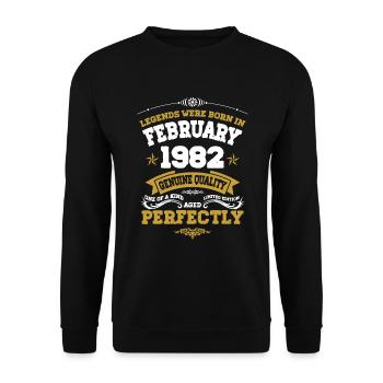 Vintage Aged To Perfection February 1982 - Unisex Pullover - Schwarz - Vorne - Alina (178cm) & Michal (187cm)