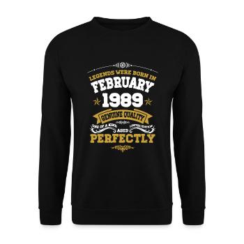 Vintage Aged To Perfection February 1989 - Unisex Pullover - Schwarz - Vorne - Alina (178cm) & Michal (187cm)