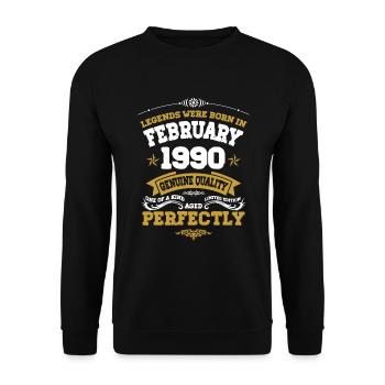 Vintage Aged To Perfection February 1990 - Unisex Pullover - Schwarz - Vorne - Alina (178cm) & Michal (187cm)