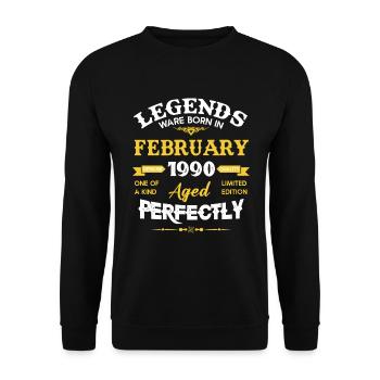 Vintage Aged To Perfection February 1990 - Unisex Pullover - Schwarz - Vorne - Alina (178cm) & Michal (187cm)