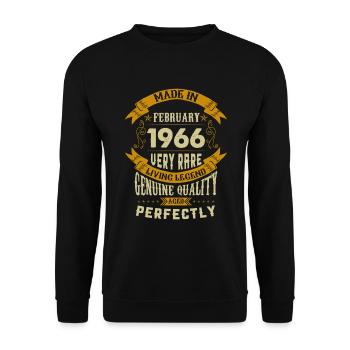 Februar 1966 Vintage Jahrgang Geburtstag - Unisex Pullover - Schwarz - Vorne - Alina (178cm) & Michal (187cm)