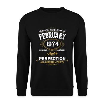 Legends Were Born In February 1974 - Unisex Pullover - Schwarz - Vorne - Alina (178cm) & Michal (187cm)