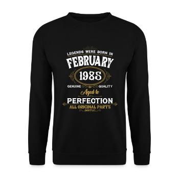 Les légendes sont nées en février 1985 - Sweat-shirt Unisexe - noir - Devant - Alina (178cm) & Michal (187cm)