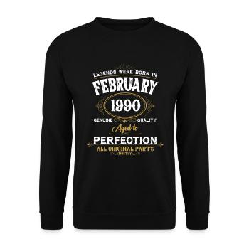 Legends Were Born In February 1990 - Unisex Pullover - Schwarz - Vorne - Alina (178cm) & Michal (187cm)