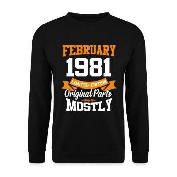 Février 1981 Cadeau d’anniversaire vintage - Sweat-shirt Unisexe - noir - Devant - Alina (178cm) & Michal (187cm)