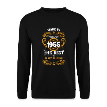 Made In February 1955 The Best - Unisex Pullover - Schwarz - Vorne - Alina (178cm) & Michal (187cm)
