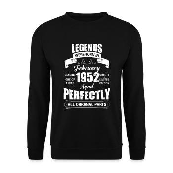 Legends Were Born In February 1952 Birthday - Unisex Pullover - Schwarz - Vorne - Alina (178cm) & Michal (187cm)
