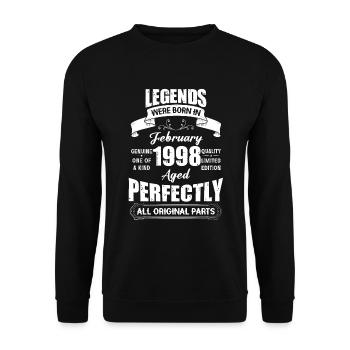 Legends Were Born In February 1998 Birthday - Unisex Pullover - Schwarz - Vorne - Alina (178cm) & Michal (187cm)