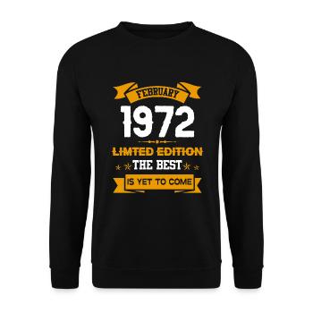 Februar 1972 Geburtstagsgeschenk - Unisex Pullover - Schwarz - Vorne - Alina (178cm) & Michal (187cm)