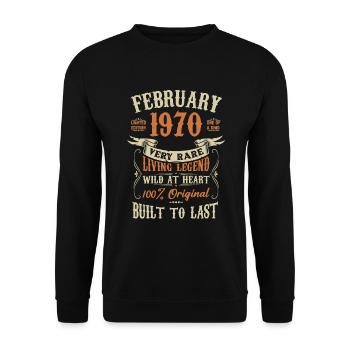 Février 1970 Cadeau d’anniversaire - Sweat-shirt Unisexe - noir - Devant - Alina (178cm) & Michal (187cm)