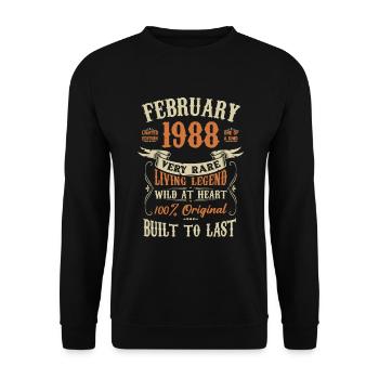 Février 1988 Cadeau d’anniversaire - Sweat-shirt Unisexe - noir - Devant - Alina (178cm) & Michal (187cm)
